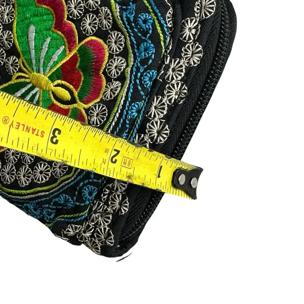 Embroidered Floral Crossbody Wallet With Strap boho festival hippie Purse